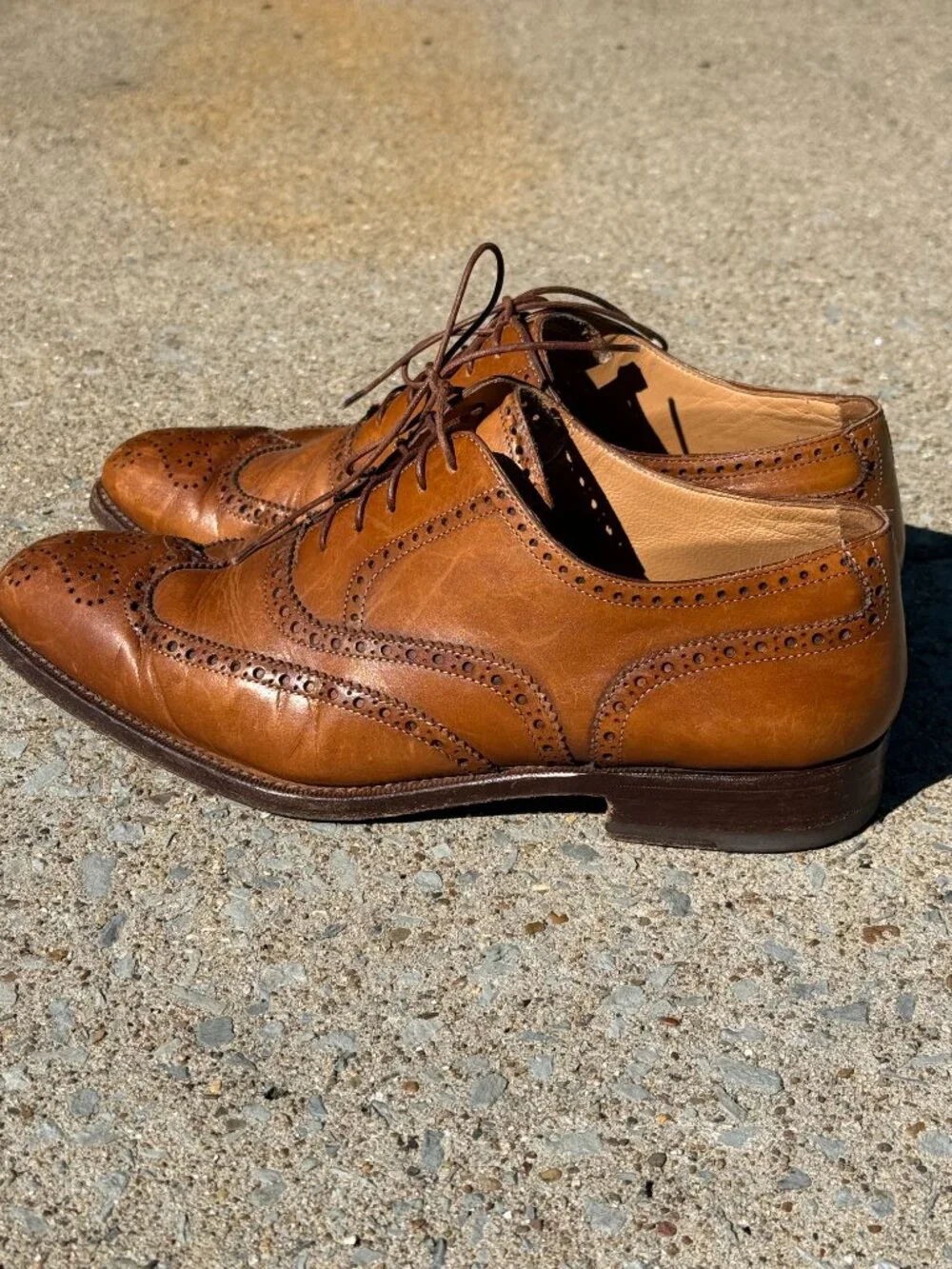 E.M. Allen Mens 10 Italian Leather Wingtip Brogue Oxfords Old Money 4097